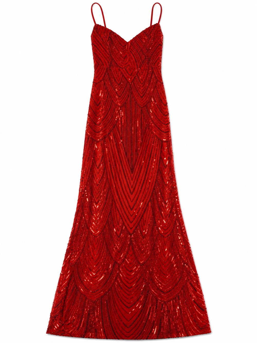 Red Sequin Bodycon Maxi Dress - Women